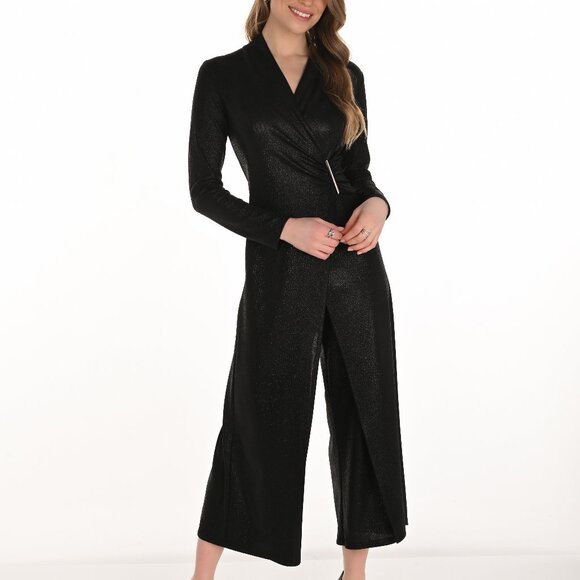 254154 Black Jumpsuit with Gold Hardware by FRANK LYMAN - Picture 1 of 1